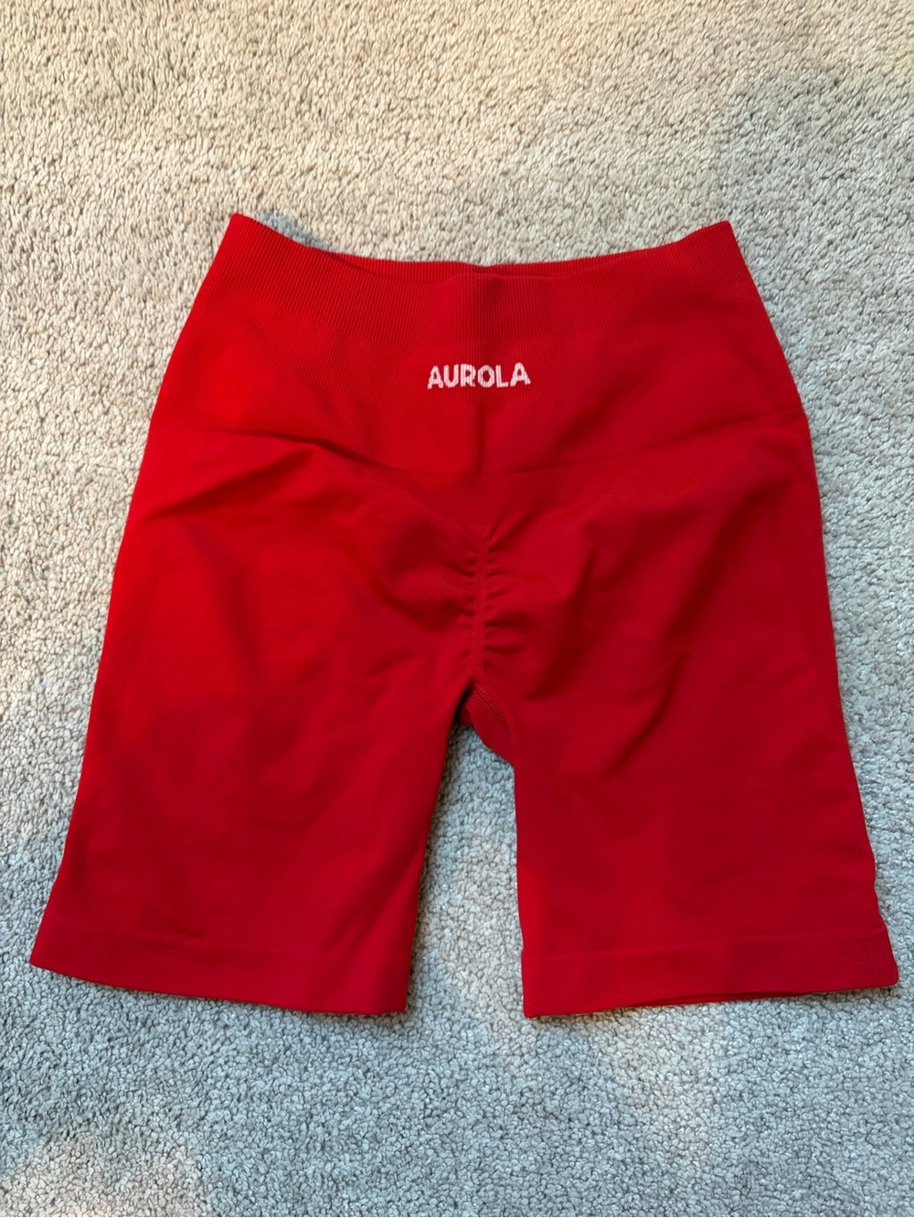 Aurola Women's Red High-Waist Bike Shorts